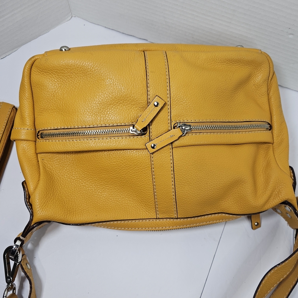 Tignanello Yellow Women's Purse Handbag Messanger Bag Leather - Picture 10 of 16